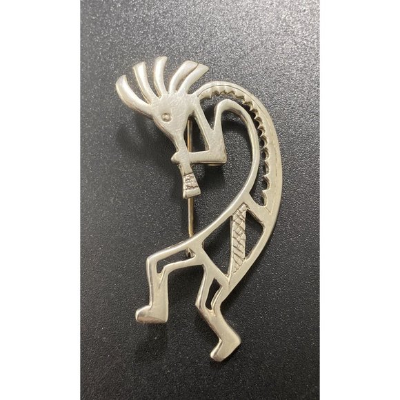 Navajo Glenn Irene Sandoval Kokopelli Dancer Brooch Sterling Silver Signed GS - Picture 5 of 5